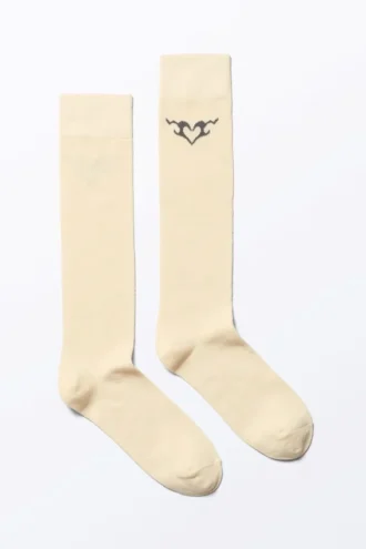 Tribal Heart Knee High Socks – Beige – Tribal Heart