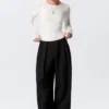 Triple-Layered Long-Sleeved Cotton Top – White
