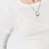 Triple-Layered Long-Sleeved Cotton Top – White