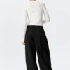 Triple-Layered Long-Sleeved Cotton Top – White