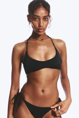 Turn Halter Bikini Top – Black