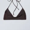 Turn Halter Bikini Top – Dark Brown