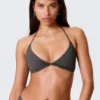 Turn Halter Bikini Top – Dark Grey