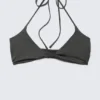 Turn Halter Bikini Top – Dark Grey