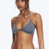 Turn Halter Bikini Top – Dusty Blue – Shimmer
