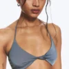 Turn Halter Bikini Top – Dusty Blue – Shimmer
