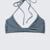 Turn Halter Bikini Top – Dusty Blue – Shimmer