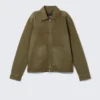 Two-Way Zip Oxford Jacket – Dark Khaki Green