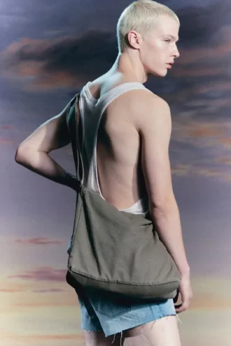 Unisex Canvas Shoulder Bag – Khaki Green