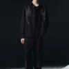 Uno Loose Embroidered Suit Trousers – Embroidered Black