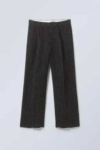Uno Loose Linen Suit Trouser – Black Pinstripe