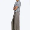 Uno Loose Suit Trousers – Dark Beige Melange