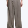 Uno Loose Suit Trousers – Dark Beige Melange
