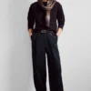 Uno Loose Suit Trousers – Dark Navy Blue