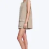 Utility Cotton Canvas Mini Pinafore Dress – Beige