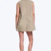 Utility Cotton Canvas Mini Pinafore Dress – Beige