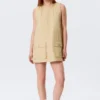 Utility Cotton Canvas Mini Pinafore Dress – Light Yellow