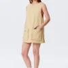 Utility Cotton Canvas Mini Pinafore Dress – Light Yellow