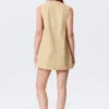 Utility Cotton Canvas Mini Pinafore Dress – Light Yellow
