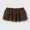 Utility Twill Mini Skirt – Dark Brown
