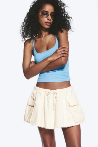 Utility Twill Mini Skirt – Off-White