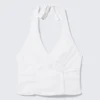 V-Neck Cotton Halter Top – White