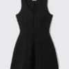 V-Neck Fit-And-Flare Scuba Dress – Black