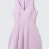 V-Neck Fit-And-Flare Scuba Dress – Lilac