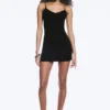 V-Neck Jersey Mini Dress – Black
