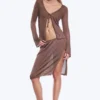 V-Neck Knitted Cardigan – Brown