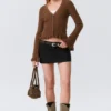 V-Neck Knitted Cardigan – Dark Brown