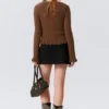 V-Neck Knitted Cardigan – Dark Brown
