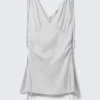 V-Neck Sleeveless Strap Mini Dress – Light Grey