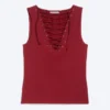 V-Neck Strap Top – Dark Red
