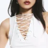 V-Neck Strap Top – White