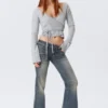 V-Neck Wrap Knit Cardigan – Grey Melange