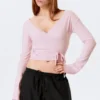 V-Neck Wrap Knit Cardigan – Light Pink