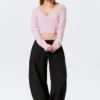 V-Neck Wrap Knit Cardigan – Light Pink