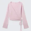 V-Neck Wrap Knit Cardigan – Light Pink
