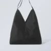 V-Shaped Nylon Shoulder Bag – Black