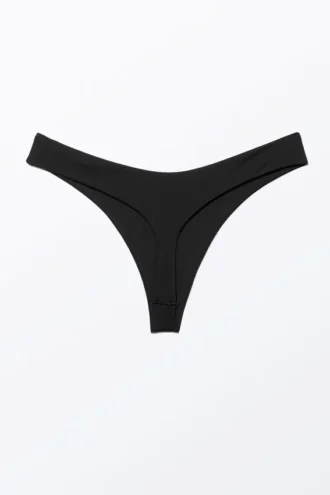 V-Shaped Thong Bikini Bottoms – Black