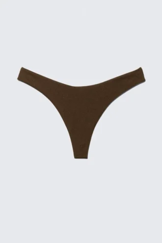 V-Shaped Thong Bikini Bottoms – Dark Brown