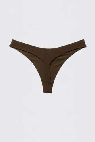 V-Shaped Thong Bikini Bottoms – Dark Brown