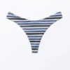 V-Shaped Thong Bikini Bottoms – Striped Blue