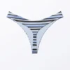 V-Shaped Thong Bikini Bottoms – Striped Blue