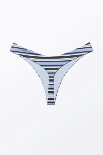 V-Shaped Thong Bikini Bottoms – Striped Blue