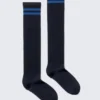 Varsity Knee-High Socks – Striped Dark Blue