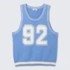 Varsity Knitted Tank Top – Light Blue & White – 92