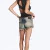 Venus Frayed Low Rise Denim Hotpants – Arizona Blue – Medium Blue