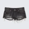 Venus Frayed Low Rise Denim Hotpants – Chelsea Black – Black